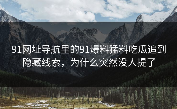91网址导航里的91爆料猛料吃瓜追到隐藏线索，为什么突然没人提了