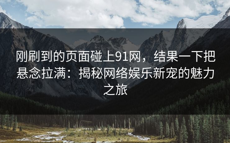 刚刷到的页面碰上91网，结果一下把悬念拉满：揭秘网络娱乐新宠的魅力之旅