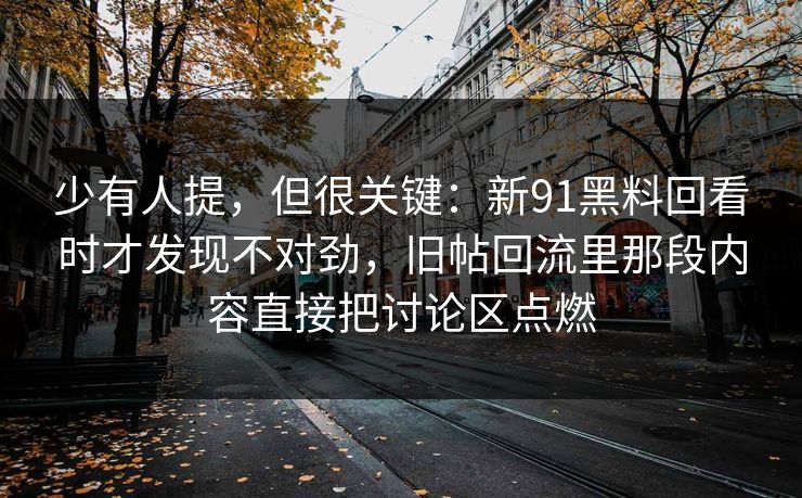 少有人提，但很关键：新91黑料回看时才发现不对劲，旧帖回流里那段内容直接把讨论区点燃