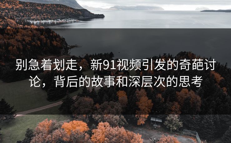 别急着划走，新91视频引发的奇葩讨论，背后的故事和深层次的思考