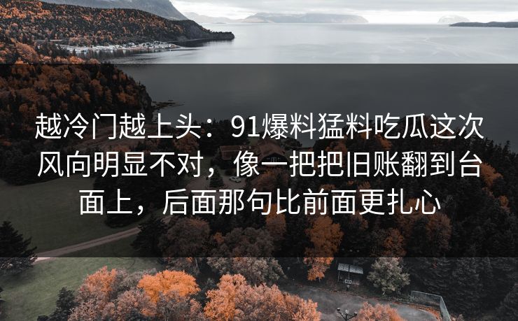 越冷门越上头：91爆料猛料吃瓜这次风向明显不对，像一把把旧账翻到台面上，后面那句比前面更扎心