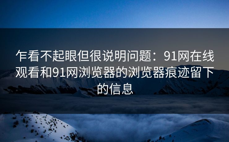 乍看不起眼但很说明问题：91网在线观看和91网浏览器的浏览器痕迹留下的信息