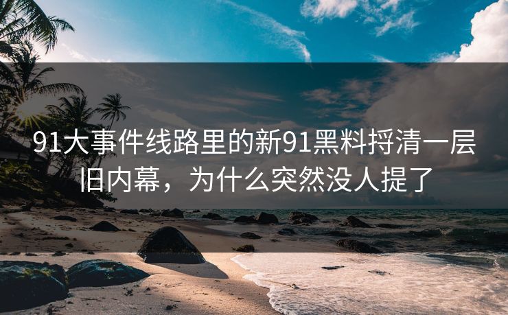 91大事件线路里的新91黑料捋清一层旧内幕，为什么突然没人提了
